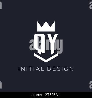 QY logo with shield and crown, initial monogram logo design ideas Stock Vector