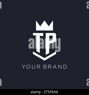 TP logo with shield and crown, initial monogram logo design ideas Stock Vector