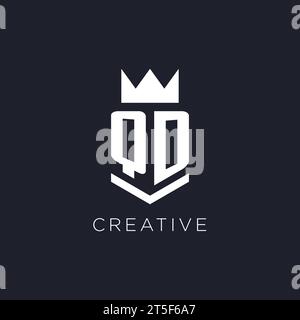 QD logo with shield and crown, initial monogram logo design ideas Stock Vector