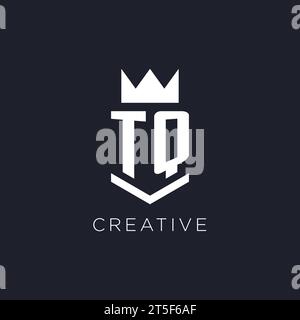 TQ logo with shield and crown, initial monogram logo design ideas Stock Vector
