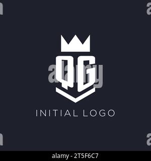 QG logo with shield and crown, initial monogram logo design ideas Stock Vector