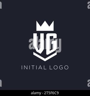 VG logo with shield and crown, initial monogram logo design ideas Stock Vector