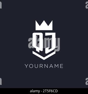QJ logo with shield and crown, initial monogram logo design ideas Stock Vector