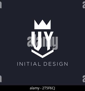 VY logo with shield and crown, initial monogram logo design ideas Stock Vector