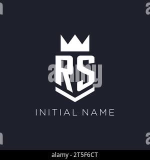 RS logo with shield and crown, initial monogram logo design ideas Stock Vector