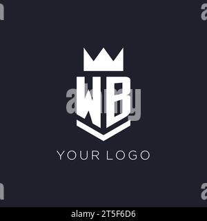 WB logo with shield and crown, initial monogram logo design ideas Stock Vector