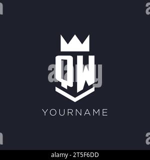 QW logo with shield and crown, initial monogram logo design ideas Stock Vector