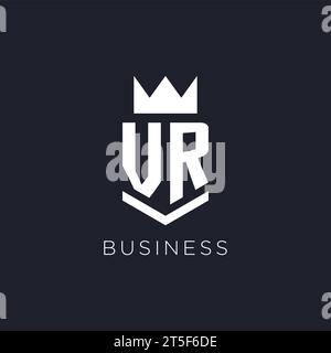 VR logo with shield and crown, initial monogram logo design ideas Stock Vector