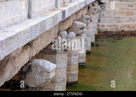 Ancient Chinese stone bridge pier Stock Photo