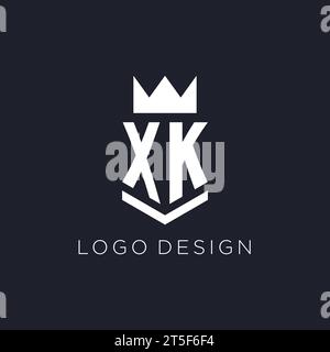 XK logo with shield and crown, initial monogram logo design ideas Stock Vector