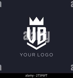 VB logo with shield and crown, initial monogram logo design ideas Stock Vector