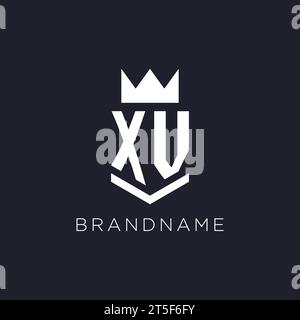 XV logo with shield and crown, initial monogram logo design ideas Stock Vector