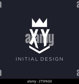 XY logo with shield and crown, initial monogram logo design ideas Stock Vector