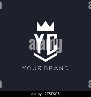 YC logo with shield and crown, initial monogram logo design ideas Stock Vector