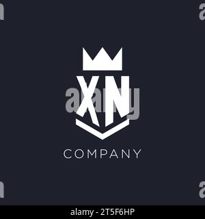 XN logo with shield and crown, initial monogram logo design ideas Stock Vector