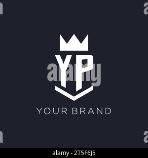 YP logo with shield and crown, initial monogram logo design ideas Stock Vector
