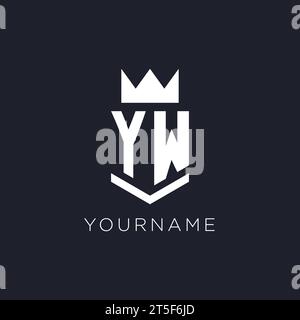 YW logo with shield and crown, initial monogram logo design ideas Stock Vector