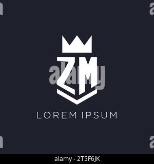 ZM logo with shield and crown, initial monogram logo design ideas Stock Vector