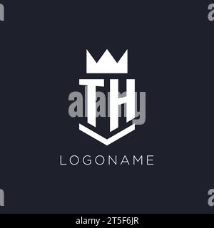 TH logo with shield and crown, initial monogram logo design ideas Stock Vector