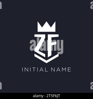 ZF logo with shield and crown, initial monogram logo design ideas Stock Vector