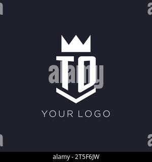 TO logo with shield and crown, initial monogram logo design ideas Stock Vector