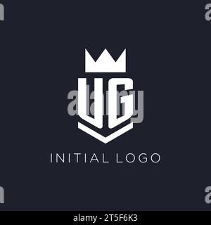 UG logo with shield and crown, initial monogram logo design ideas Stock Vector