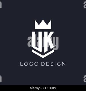 UK logo with shield and crown, initial monogram logo design ideas Stock Vector