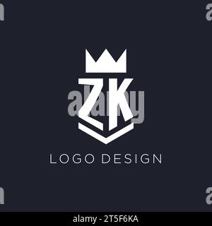 ZK initial logo with shield and crown style design ideas Stock Vector ...