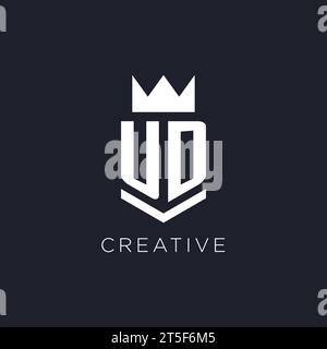UD logo with shield and crown, initial monogram logo design ideas Stock Vector
