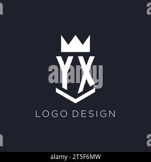 YX logo with shield and crown, initial monogram logo design ideas Stock Vector