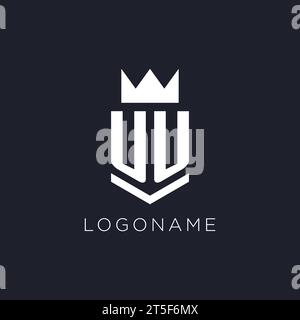 UU logo with shield and crown, initial monogram logo design ideas Stock Vector