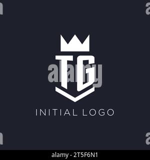 TG logo with shield and crown, initial monogram logo design ideas Stock Vector