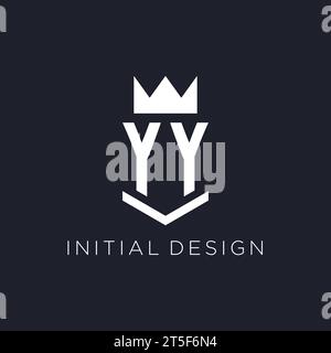 YY logo with shield and crown, initial monogram logo design ideas Stock Vector