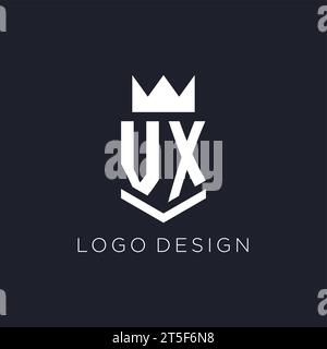 VX logo with shield and crown, initial monogram logo design ideas Stock Vector