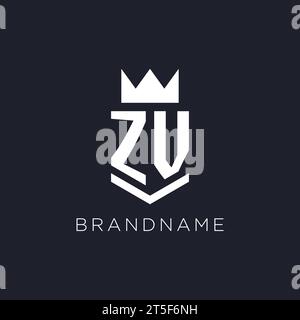 ZV logo with shield and crown, initial monogram logo design ideas Stock Vector