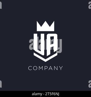 UA logo with shield and crown, initial monogram logo design ideas Stock Vector