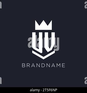 UV logo with shield and crown, initial monogram logo design ideas Stock Vector
