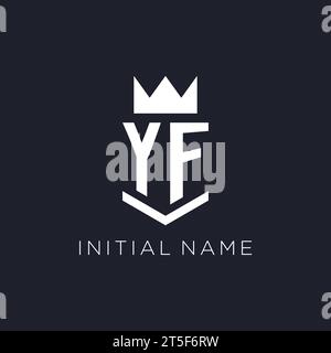 YF logo with shield and crown, initial monogram logo design ideas Stock Vector