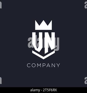 VN logo with shield and crown, initial monogram logo design ideas Stock Vector