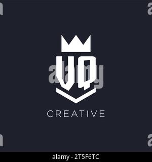 VQ logo with shield and crown, initial monogram logo design ideas Stock Vector