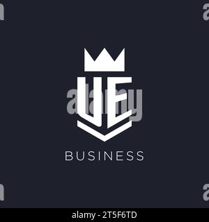 UE logo with shield and crown, initial monogram logo design ideas Stock Vector
