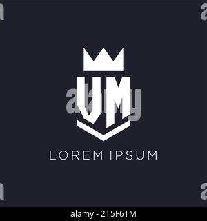 VM logo with shield and crown, initial monogram logo design ideas Stock Vector