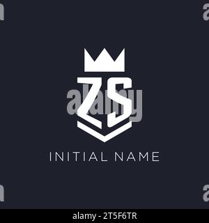 ZS logo with shield and crown, initial monogram logo design ideas Stock Vector