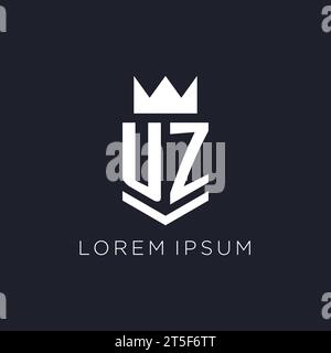 UZ logo with shield and crown, initial monogram logo design ideas Stock Vector
