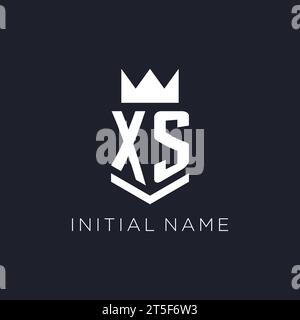 XS logo with shield and crown, initial monogram logo design ideas Stock Vector