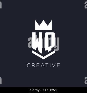 WQ logo with shield and crown, initial monogram logo design ideas Stock Vector