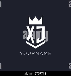 XJ logo with shield and crown, initial monogram logo design ideas Stock Vector