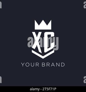 XC logo with shield and crown, initial monogram logo design ideas Stock Vector