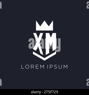 XM logo with shield and crown, initial monogram logo design ideas Stock Vector