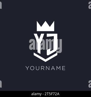YJ logo with shield and crown, initial monogram logo design ideas Stock Vector